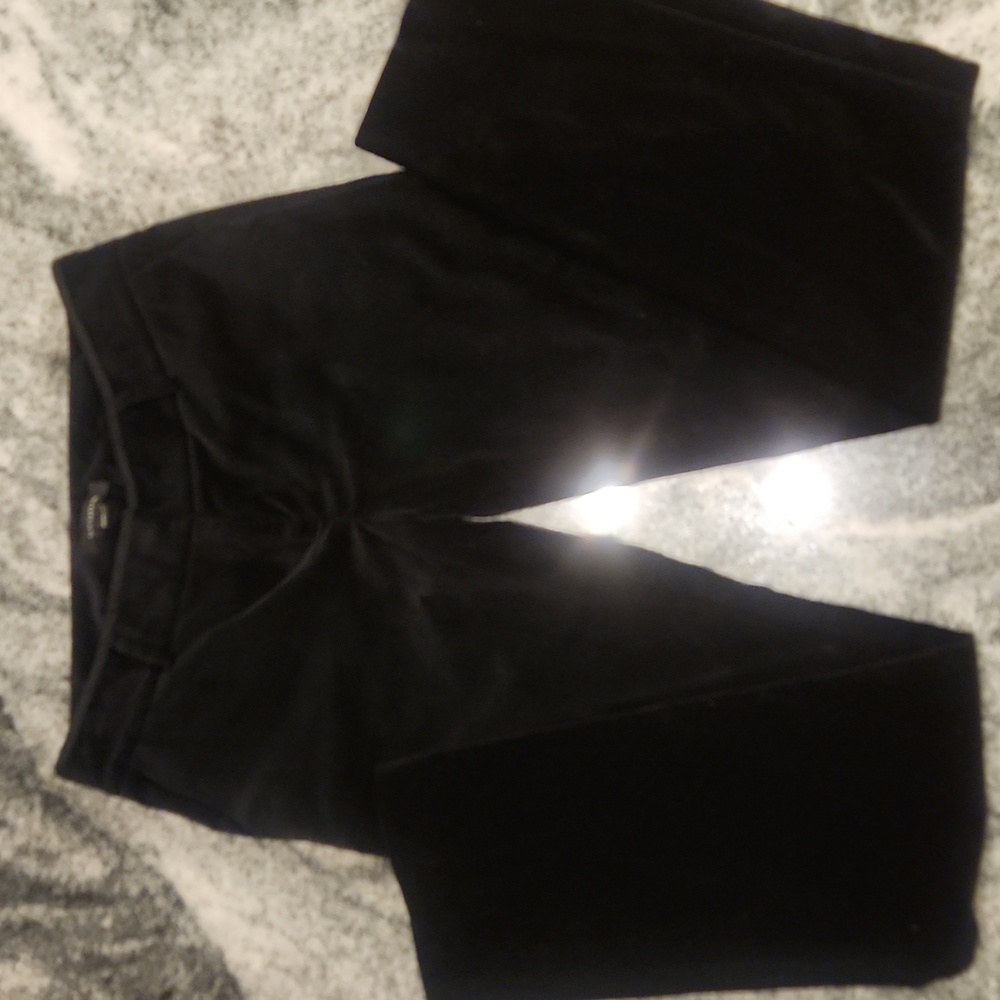 Ann Taylor Black Velvet Trousers Size 2, Waist 16 In, Rise 9 In, Inseam 31 In